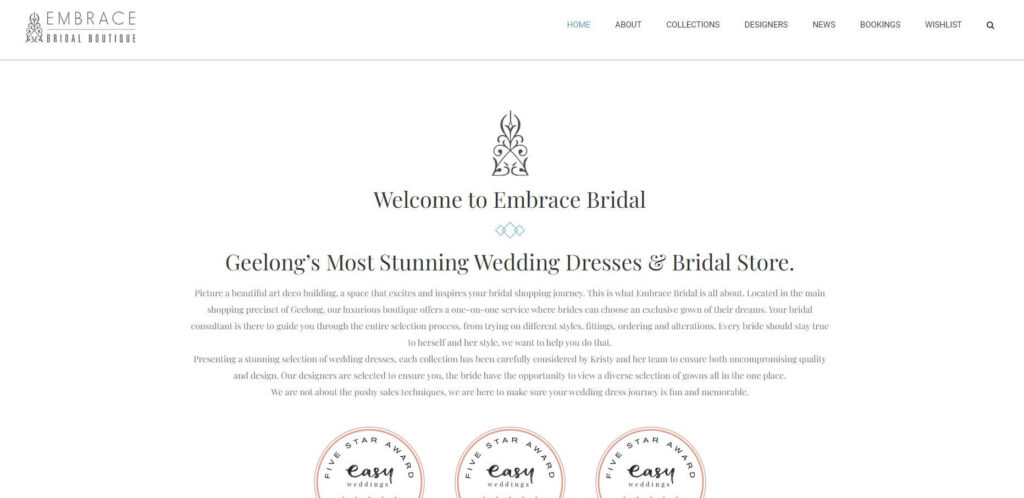 Embrace Bridal Boutique Wedding Dress Designer Shop Melbourne