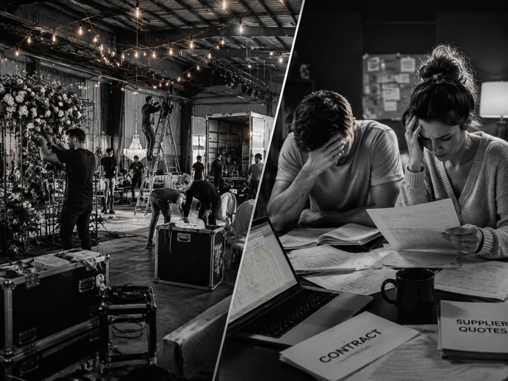 Visual comparison showing the planning responsibilities and supplier workload of a dry-hire wedding venue