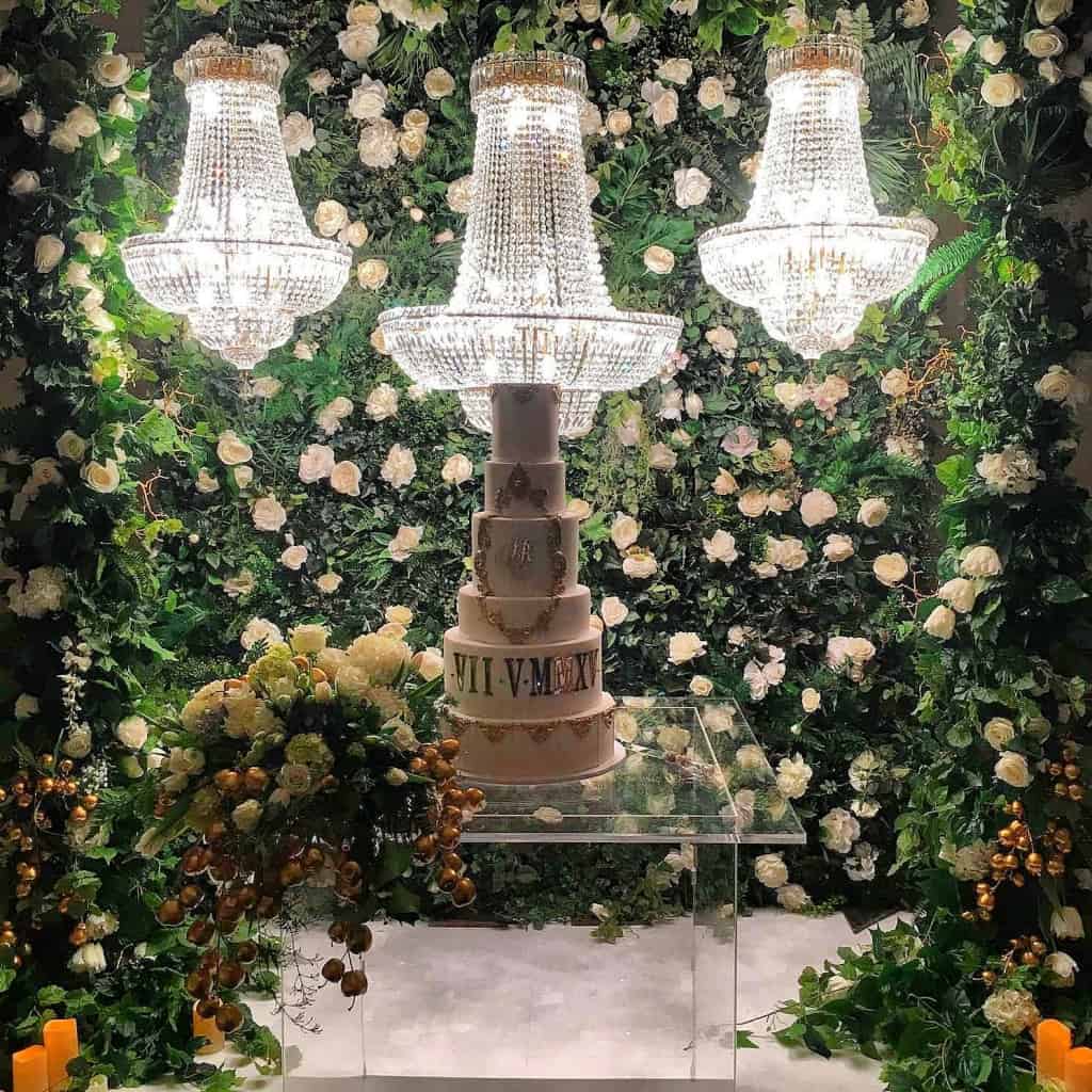vogue ballroom floral display cake
