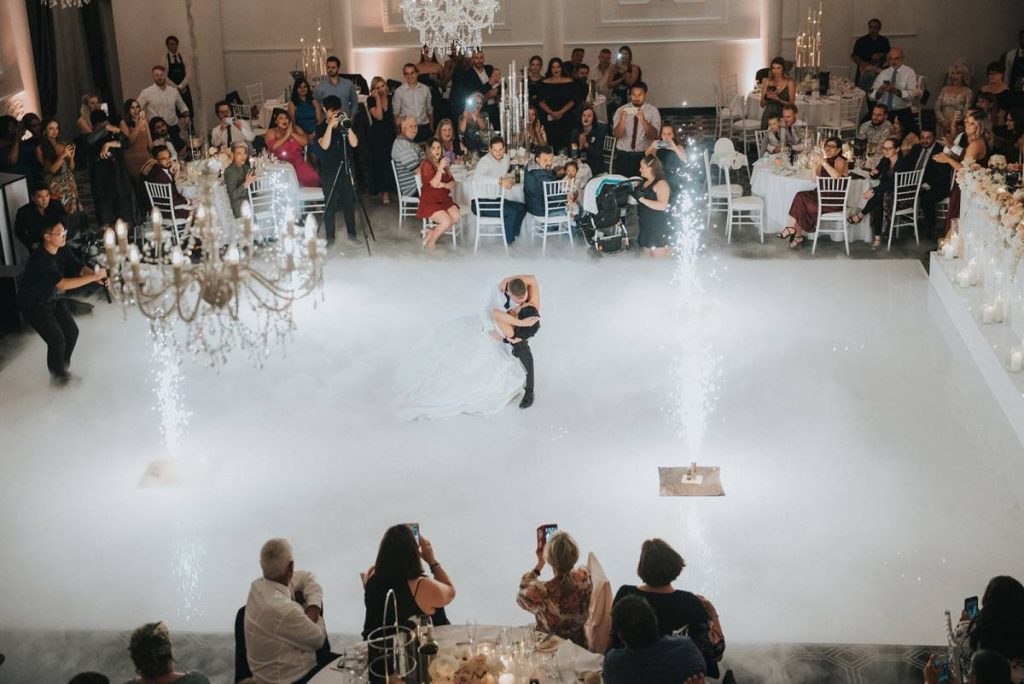 wedding couple on dancefloor