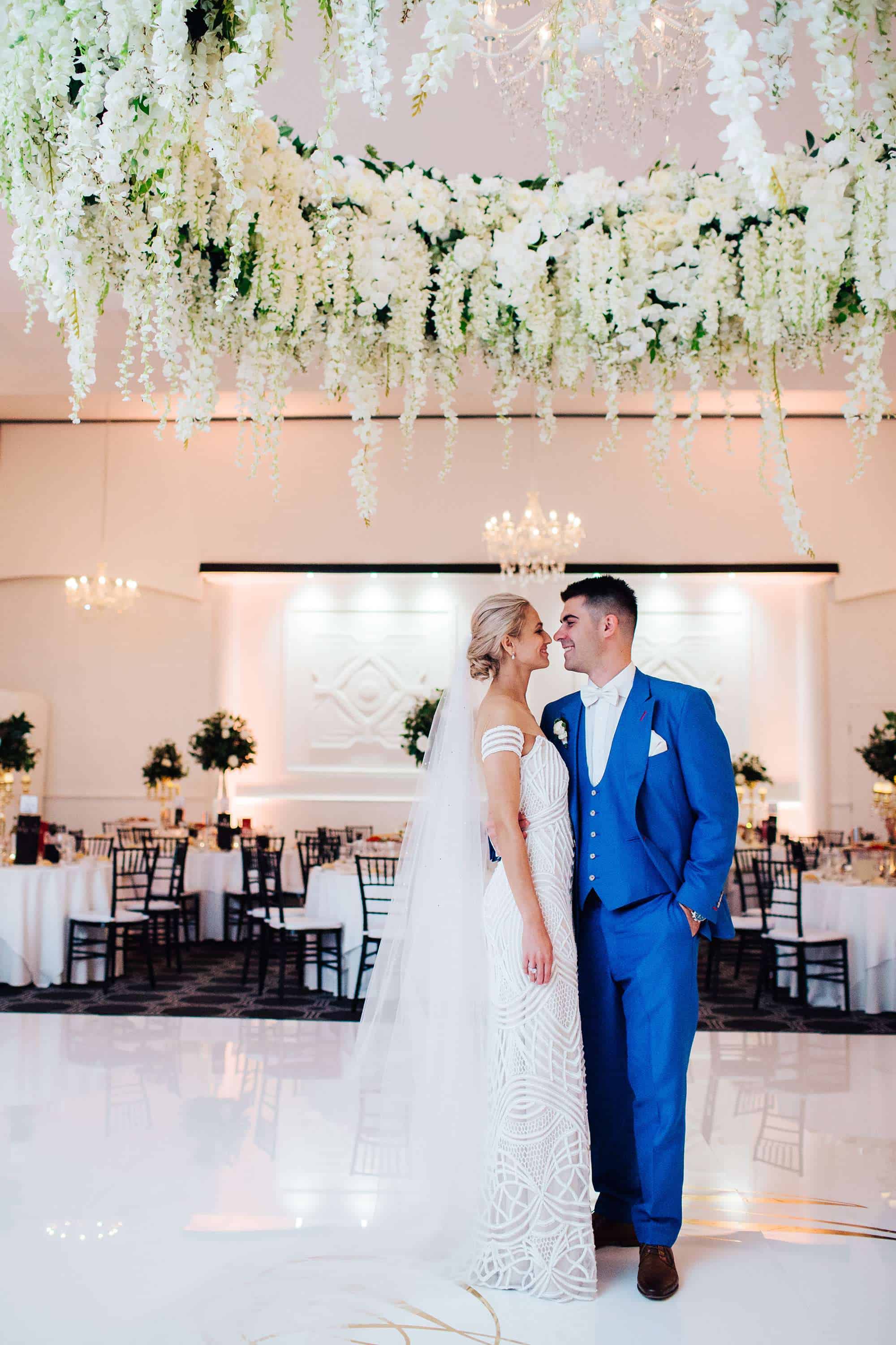 wedded couple at vogue ballroom dancefloor