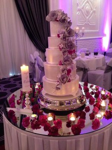 red floral wedding cake