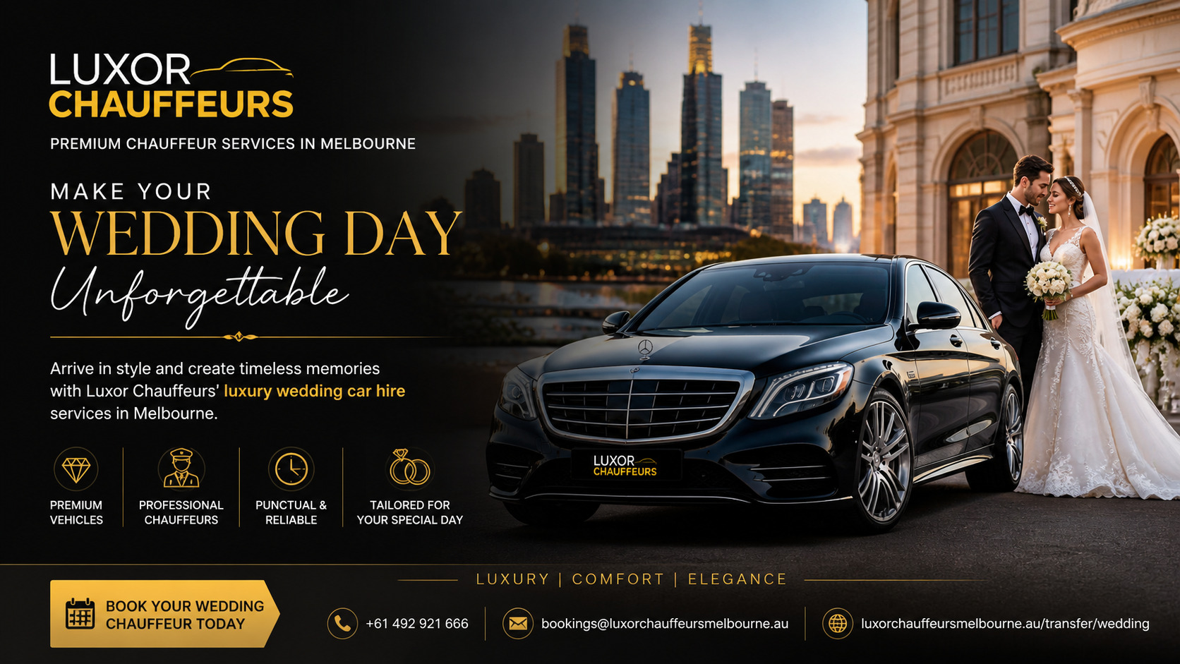 luxor chauffeurs wedding car hire melbourne