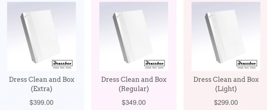 wedding dress box options