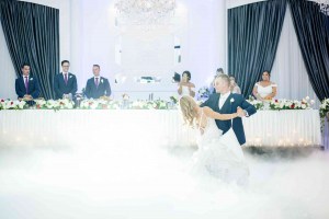 bride and groom dance at vogue ballroom reception venue in Melbourne