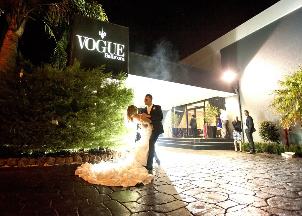 bride and groom melbourne wedding at vogue ballroom
