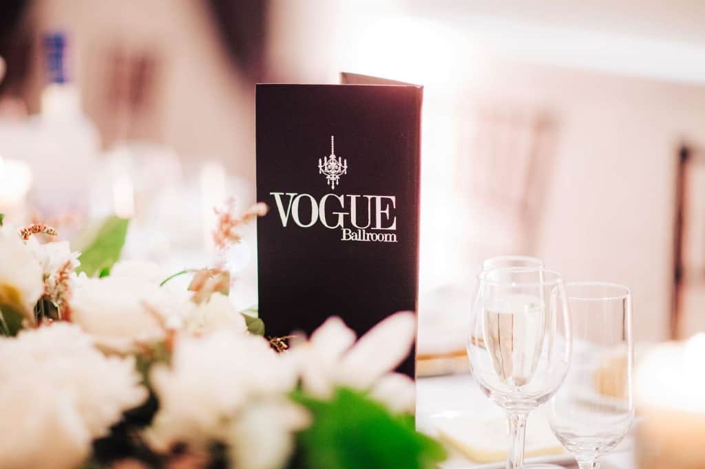 food menu at vogue ballroom wedding reception