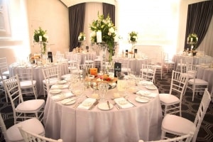white table wedding at vogue ballroom